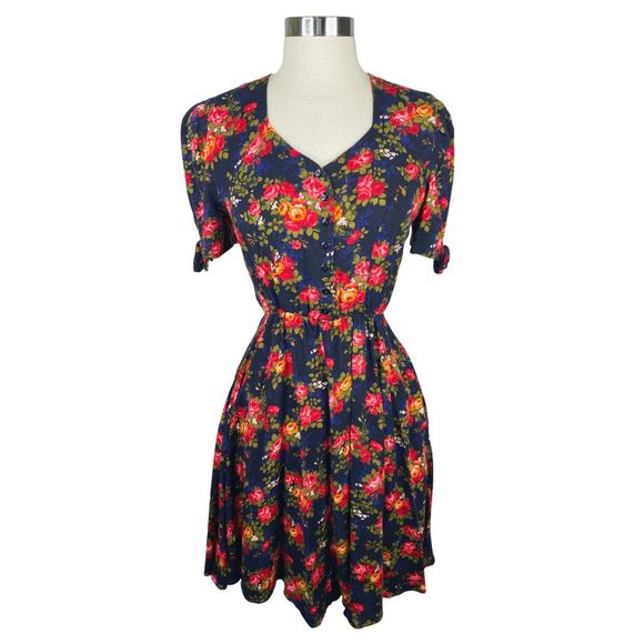 Vintage 80’s S.L. Petites Floral Baby Doll Dress - Size 6 - Picture 1 of 9